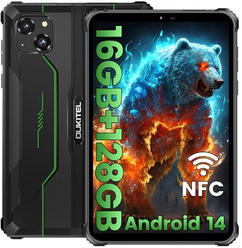 OUKITEL RT3 PRO Rugged Tablet Android 14, 16GB+128GB/1TB Tablets, 8 Inch Tablet with 5150mAh, 4G Dual SIM, 2.4G/5G WiFi, Octa-Core, 16MP Camera Portable Tablets, IP68/IP69K Waterproof/BT5.0/GPS/NFC