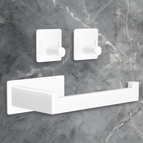 YUNISS Porta Carta Igienica Acciaio Inox 304 Portarotolo Carta Igienica Adesivo Senza Foratura per Bagno Cucina Toilette -Bianco