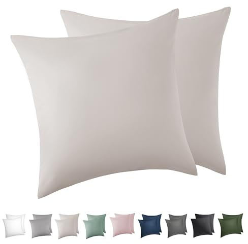 BEDSURE Kissenbezug 40x40 2er Set - 100% Baumwolle Kopfkissenbezug Beige