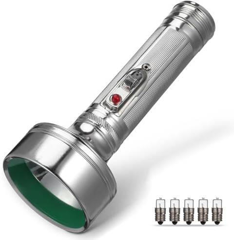 Operitacx Retro-taschenlampe Aus Metall Für Schatzsuche Altmodische Suchscheinwerfer-taschenlampe Batteriebetriebene Für Vintage-laterne Als Traditionelle Dekoration Für Ländlic（Ohne Batterie）
