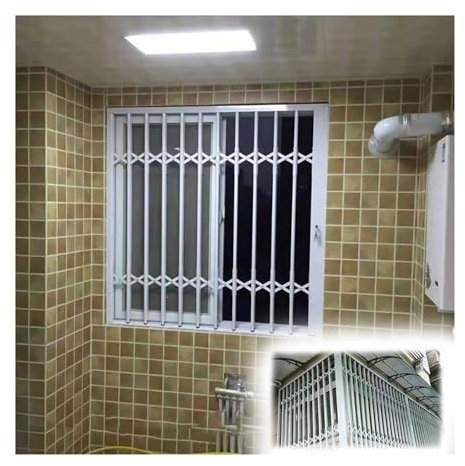 Commercial Folding Security Window Grille Space-saving Customisable, Retractable Prevent Burglary Window for Upstairs Windows, Fire Escape Foldable Window Burglar Proof with Lock(80x110cm)