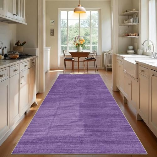 TEHWDAIYOU Teppich Läufer Flur Langer Küche Teppich rutschfest Waschbar Teppichläufer Flurteppich Küchenteppich Anti Rutsch Korridor Teppiche Läufer Flur für Küche Eingang, Lila, 60 x 250 cm