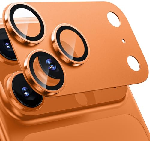 WSKEN for iPhone 17 Pro Max Camera Lens Protector Matte Metal Plate | [Keep Original Shooting]Shatterproof HD 9H Tempered Glass Screen Cover Titanium,Anti Scratch,Anti Fingerprint,Cosmic Orange