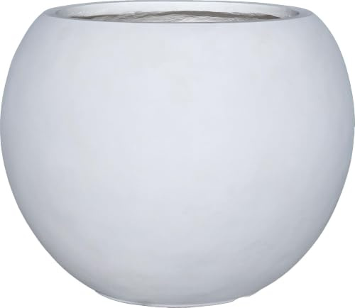 Panlaolao Pflanztopf aus Fiberstone mit Ablaufloch, 34 cm H x 43 cm Durchmesser, großer Blumentopf für drinnen und draußen, dekorativer Übertopf für Terrasse, Veranda, Garten und Heimdekoration