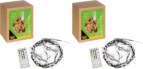 Idena 30522 - LED Zweige, Lichterkette mit 120 RGB LED in 16 Lichtfarben, Deko für Außen & Innen, ca. 2 m groß, 3 Timer Modi & 7 Lichtfunktionen, als Wanddeko und Lichterbaum (Packung mit 2)