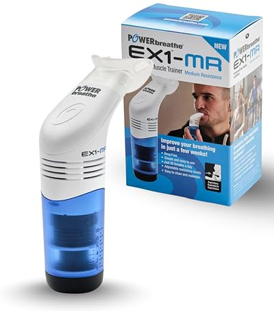POWERBREATHE EX1 I mittlerer Widerstand I Atemtrainer zur Stärkung der Atemmuskulatur I Exspirationsmuskeltrainer mit 11 Stufen I Atemtrainingsgerät für Atemübungen