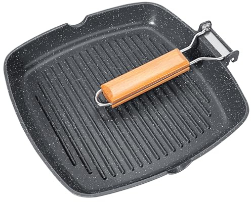 GiPP Bistecchiera antiaderente 28 x 28 cm Grill con manico pieghevole