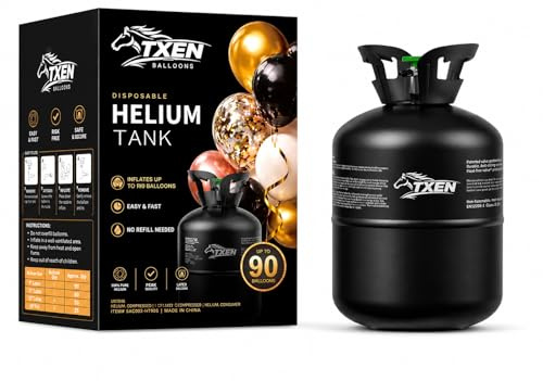 TXEN Disposable Helium Tank for Balloons – Inflates Up to 90 Balloons, Ready to Use Helium Canister for Birthday, Wedding, Baby Shower & Party Decorations