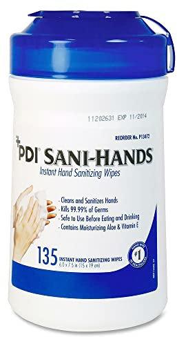 PDI Healthcare Sani-Hands Instant Hand Sanitizing Wipe, 6 Width, 7.5 Length (Pack of 135)