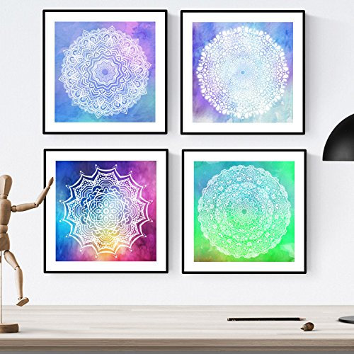 Nacnic 4 Poster Set von Mandalas Schaffung. Quadrat Poster mit Bildern von Mandalas. 20x20 ohne Rahmen.
