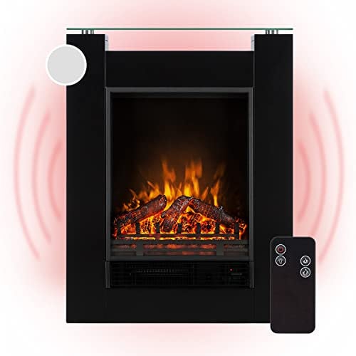 KLARSTEIN Camino Elettrico 1800 W, Camino Finto a Riscaldamento Elettrico a Basso Consumo, Fuoco Finto LED, Termocamino con Telecomando, Termostato e Timer Settimanale