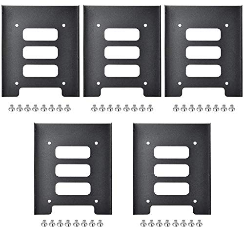TRIXES Pack of 5 Black Metal Internal Mounting Kits for 2.5 Inch SSD Laptop Drives & 3.5 Inch Hard Disk Drives - Brackets for Hard Drive - High Performance Mounting Replacements for Hard Drives