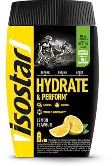 Isostar Hydrate & Perform - 400 g de Bebida Electrolítica Isotónica - Solución Electrolítica para Mejorar el Rendimiento Deportivo - Sabor Limón, 10 raciones