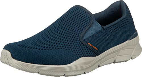 Skechers EQUALIZER 4.0 TRIPLE-PLAY, Zapatillas sin cordones para Hombre, Navy Engineered Mesh/Orange Trim, 44 EU