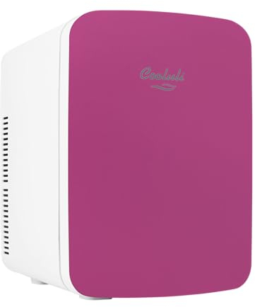 Cooluli 15L Mini Fridge for Bedroom - Car, Office Desk & College Dorm Room - 12v Portable Cooler & Warmer for Food, Drinks, Skincare, Beauty & Makeup - AC/DC Small Refrigerator with Glass Front, Pink