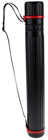 Bonarty Document Poster Tube Telescoping Drafting Tube for Blueprints Posters Artwork Fishing Rod Case Hard Plastic Black Storage Tube - 80 x 650mm