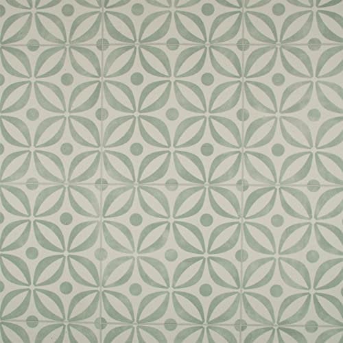 Patterned Tile Effect Cosmic Vinyl Flooring 2.5mm Realistic Foam Backed Lino Slip Resistant (Sea Green Antique Diamonds, 2.5m x 2m)
