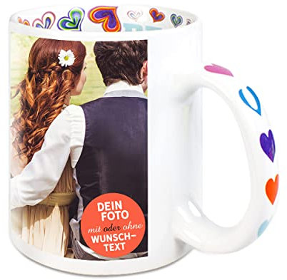 Sunnywall Tasse selbst gestalten mit Foto oder Text Personalisierbar Fototasse Mottotasse - I LOVE YOU Basis Druck