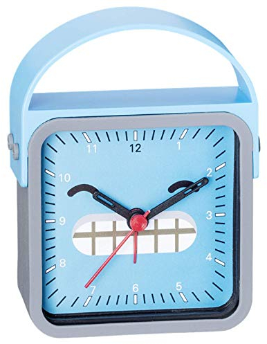 Eichmüller Kinderwecker Blau, Grimassen schneidendes Gesicht Emoji, mit Alarm und schleichender Sekunde