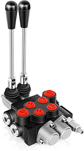 GYZJ Hydraulic Flow Control Valve 2 Spool 11 GPM SAE Ports Adjustable Relief Lever Handle Double Acting Parallel Center Tractor Loader W/ Joystick Small Tractors/Tanks Loaders Log Splitters 3600 PSI