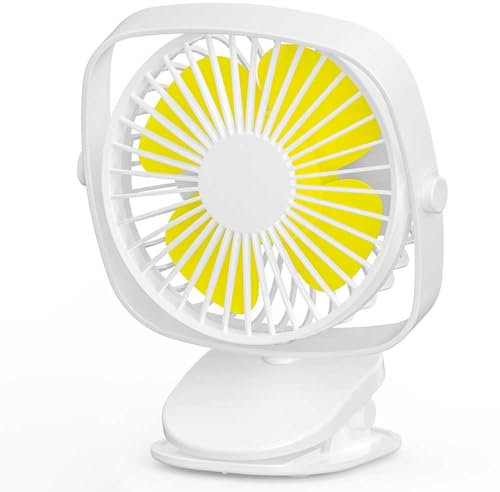 VersionTech Clip on Stroller Fan, Mini Personal Desk Fan with USB Rechargeable Battery Operated and 360° Rotation for Home Room Baby Bed Office Car Outdoor (White)