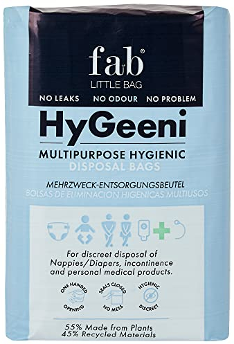Fab Little Bag HyGeeni Beutel für Windeln, Inkontinenzeinlagen, Ostomy & Katheterbeutel - Packung mit 50 Beuteln - Verhindert Gerüche, keine Unordnung, umweltfreundlich