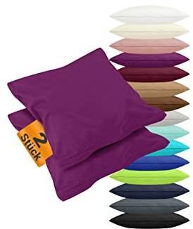 npluseins 2er Pack Kissenbezüge aus Jersey-Baumwolle in unifarbenem Design 1179.1539, ca. 40 x 145 cm, lila