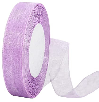 Nastro in organza viola trasparente, 20 mm, per confezioni regalo, 45 m, trasparente, per capelli, per regali di compleanno, Natale, organza per artigianato, realizzare fiocchi per ghirlande, diserbo
