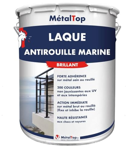 Metaltop - Laque Antirouille Marine - Rouge signalisation - RAL 3020-1 L - Peinture résistante pour métal exposé aux conditions difficiles
