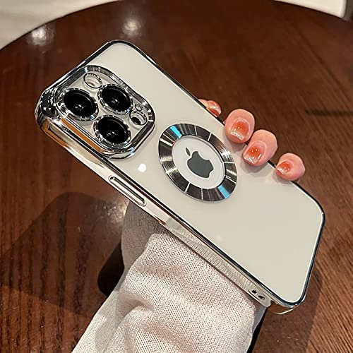 DUGROS Luxury Plating Charm Logo Hole Hollow Case For iPhone 14 13 11 12 Pro XR X XS Max 7 8 Plus SE3 Soft Transparent Shockproof Cover,Silver,For iPhone 11Pro Max