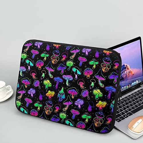 Showudesigns Colorful Mushroom Laptop Protective Sleeve for Women & Men - Slim 17 inch Wear-Resistant Laptop Pouch - Easy To Use Accessory Bag - Black