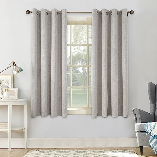 CUCRAF Leinenoptik 100% Blickdicht Vorhänge mit Ösen Wärmeisolierte Schlafzimmer Vorhänge mit Beschichtung Rückenschicht für Schlafzimmer Kinderzimmer 2 Stücke H137xB117cm Off White