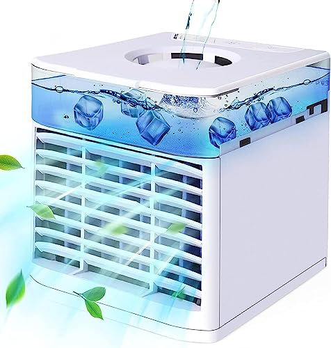 Alacritua Ventilateur Climatiseur Silencieux, Fonction 4 en 1 Climatisation Voiture - 3 Vitesses RéGlables Air Conditioner Portable, pour La Maison Voyage Bureau Chambre