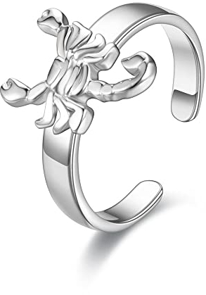 LODMLOER Schlichter, Weißer, Verstellbarer Ring Mit Zwölf Sternzeichen-Symbolen, Damen/Herren-Horoskop, Himmlisches Astrologie-Set, Damen-Modeschmuck, Geburtstagsgeschenk, Skorpion, Verstellbar