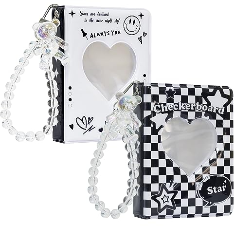 2pcs 3 Zoll Kpop Fotokartenhalter Bücher Mini-Fotokartenalbum Kpop Fotokartenhalter 40 Fächer mit süßem Armband Fotokartenhalter (multicolour)