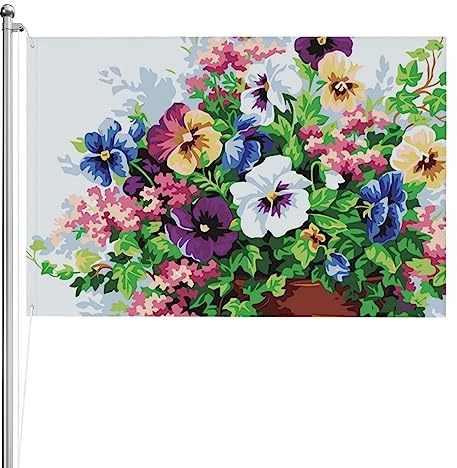 Bandera de flores de pensamiento, 4 x 6 pies, banderas resistentes y de doble cara, divertida bandera de jardín, suministros de fiesta, regalo, pared, decoración interior y exterior