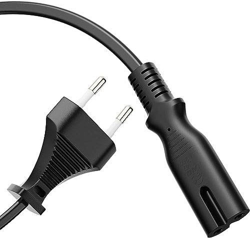 Perfect Stromkabel Netzkabel 2 Polig, 1,50m, Netzstecker Eurostecker Typ C auf Euro 8 Stecker IEC C7 Buchse, Strom Kabel Netzteil für Haushaltsgeräte, PS3, PS4, PS5, TV UVM, Schwarz