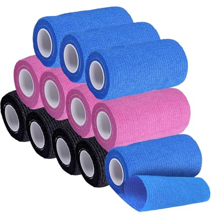JurciCat Selbstklebender verband 12 Rollen x 10 cm x 4.5 m verband selbstklebend Für Erste Hilfe Sportverletzungen Handgelenk Verstauchungen Schutz Pferd Dog Bandagen