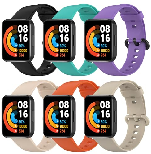 BDIG 6PCS Cinturini per Xiaomi Watch Lite 2, Braccialetto Redmi Watch 2 Lite Cinturino in Silicone Colorato di Ricambio Strap Progettato Accessori Tracker per Xiaomi Watch 2 Lite/Redmi Watch 2 Lite