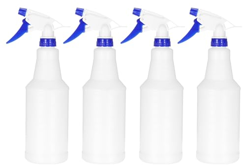 PATIKIL 750ml/24oz Plastic Spray Bottles, 4pcs Adjustable Nozzle Leak Proof Empty Water Mist Stream Sprayer for Cleaning Solutions Plants Hair, Blue
