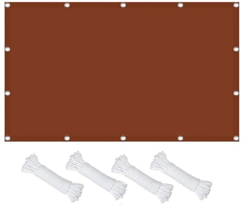 Voile D'Ombrage Imperméable 1 x 1.6 m Polyester Résistant Anti-Déchirure Voile D Ombrage Rectangulaire avec Œillets pour Jardin, Piscine, Pergola, Rouge Rouille