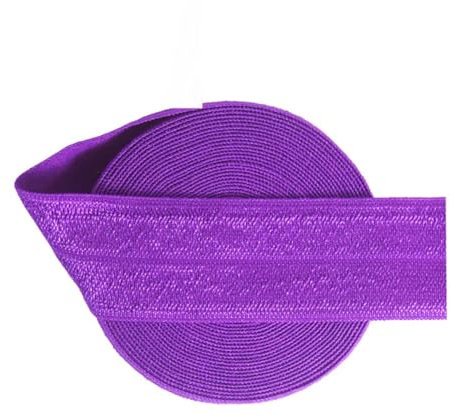 50 100Y/Roll Solido Lucido Foldover Elastico FOE Spandex Raso Fascia Fascia Vestito Cucito Trim Viola 45 Yards
