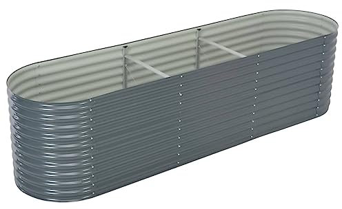 Willood Garten Hochbeet für Balkon Garten, Rostfreies Oval, Freistehende Pflanzkübel Groß für Blumen, Obst, Gemüse 320x80x81 cm Verzinkter Stahl Grau