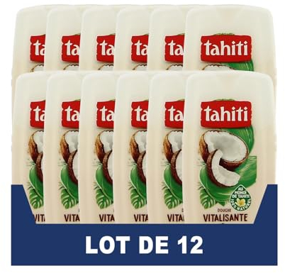 TAHITI - Gel Douche Tahiti Coco & Huile de Coco - Formule à Base d'Ingrédients d'Origine Naturelle - Lot de 12 x 250 ml