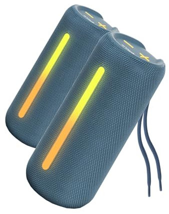 MU LIN cassa bluetooth doccia Portatile Impermeabile cassa bluetooth potente, altoparlante bluetooth portatile, Luce RGB, AUX & Micro SD,BLU 2PZ