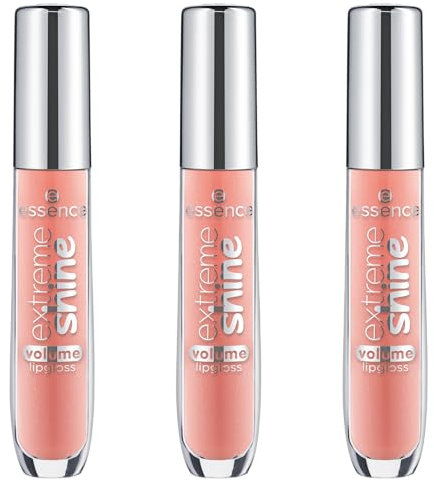 essence extreme shine volume lipgloss, Nr. 12, Nude, glänzend, strahlend frisch, transluzent, vegan, ölfrei, ohne Konservierungsstoffe, ohne Parabene, 3er Pack (3x5ml)