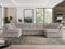 MKS MEBLE Sofa XXL U-Form Grau Cord Wohnlandschaft U-Form mit Schlaffunktion, Sofa mit Schlaffunktion, Schlafsofa mit Topper, Wohnzimmer Couch mit schlaffunktion, Morbido U - Hellgrau Cord