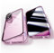 Jonwelsy Anti Peeping Hülle für iPhone 16, 360 Grad Schutz Case, Privatsphäre Gehärtetes Glas Anti-Spähen Cover, Stark Magnetische Adsorption Metallrahmen Handyhülle für iPhone16 (Rosa)