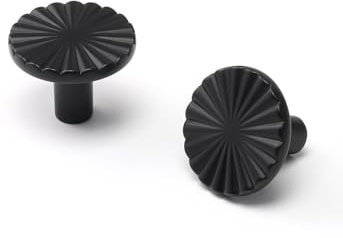 SORWDUERM Lot de 5 Boutons de Porte et Poignées de Tiroir Noirs Plats pour Cuisine Salle de Bain Armoire Commode - en Alliage de Zinc