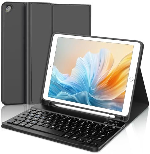 WINCHKING Clavier pour iPad 6 ème - Coque Clavier pour iPad 9,7 Pouces (6ème / 5ème), AZERTY